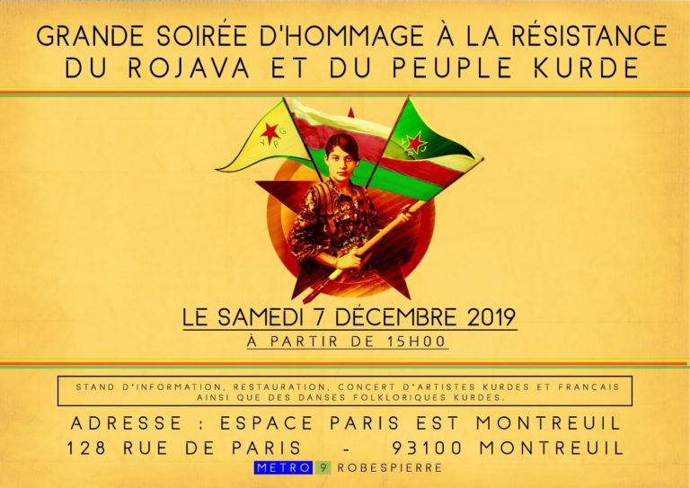 PARIS. Soirée musicale en soutien au Rojava et au peuple kurde