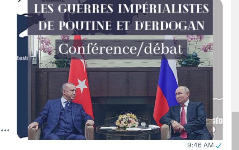 Conférence/débat : Les guerres impérialistes de Poutine et d’Erdogan