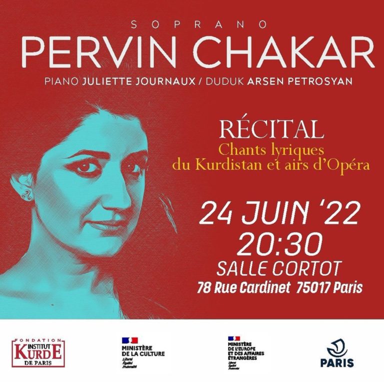 La soprano kurde, Pervin Chakar est en concert à Paris le 24 juin 2022