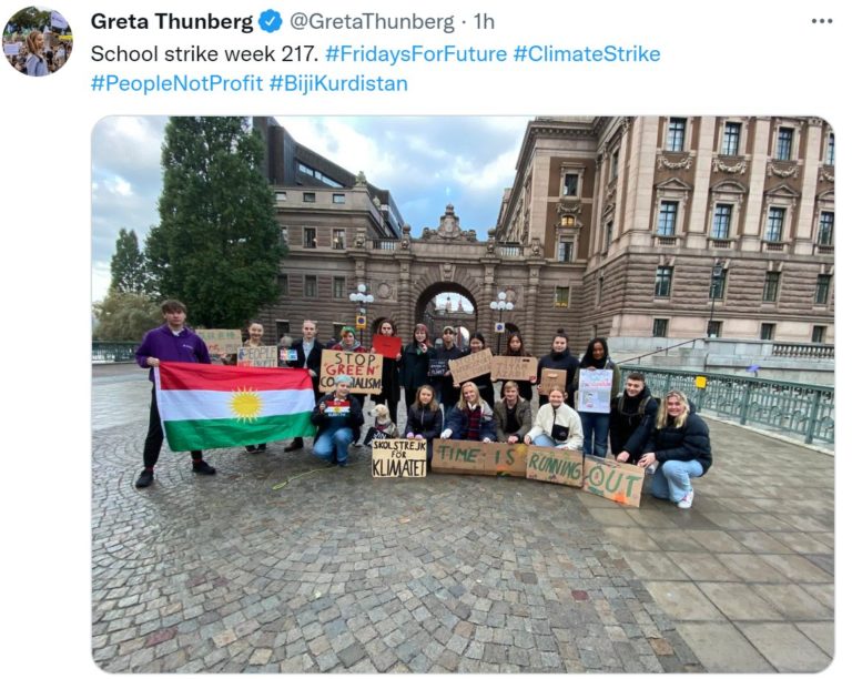 Greta Thunberg écrit en kurde « Vive le Kurdistan »