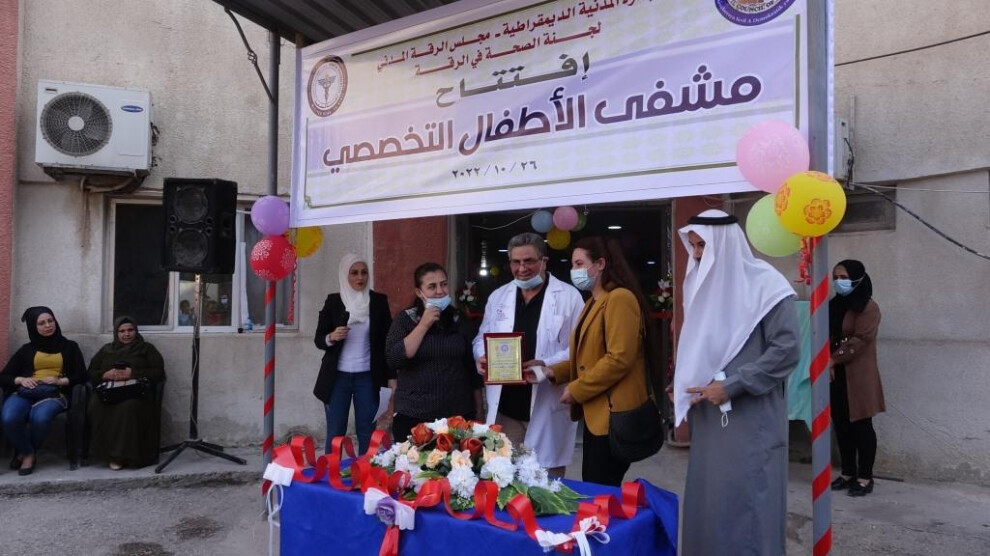 SYRIA.  Opening of a children’s hospital in Raqqa – Kurdistan for women