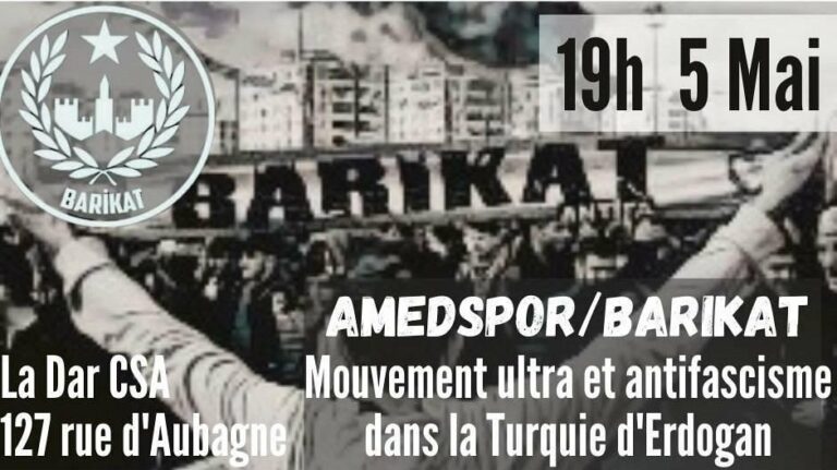 MARSEILLE. La lutte antifasciste dans la Turquie d’Erdogan, par le groupe kurde BARIKAT